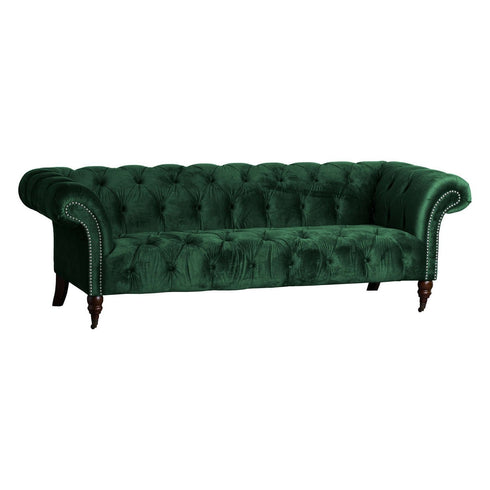 Emerald Velvet Chesterfield Three Seater Sofa