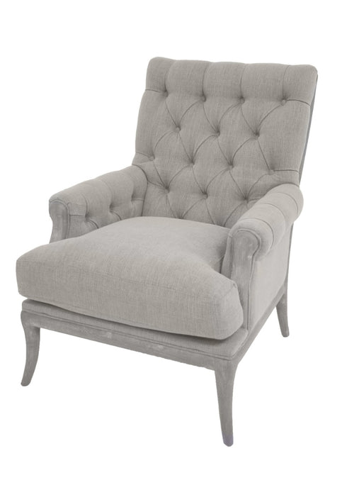 Armchair - Warm Grey Buttoned Fabric