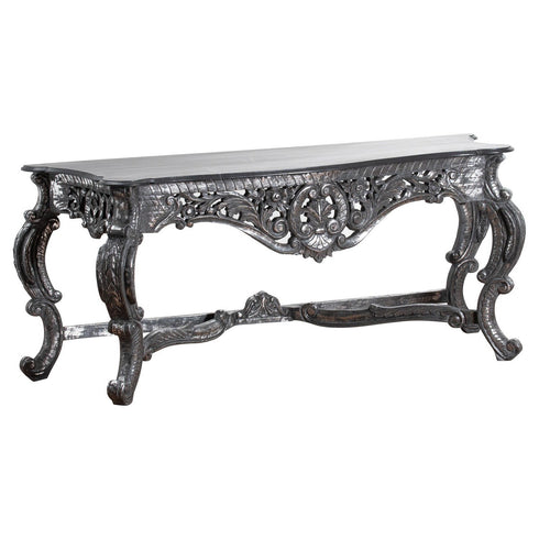 Hand Carved Louis Metallic Large Console Table