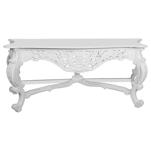Hand Carved Louis White Large Console Table