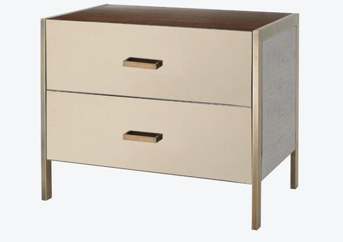 2 Drawer Large Bedside Table - Bronze Glass Tops