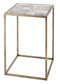 White Marble Side Table with Brass Frame