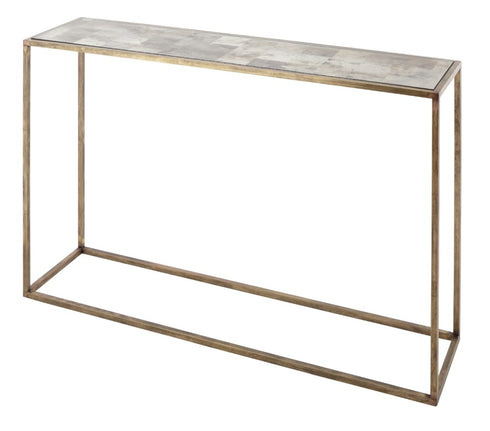 White Marble Console Table With Brass Frame
