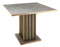 Square Dining Table - Oak Finish With Brass Edge And Brass Tube Detailing Base