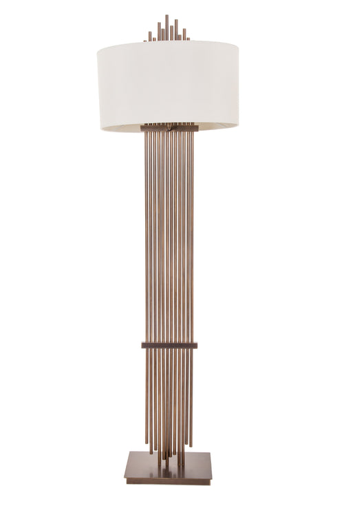 Dark Antique Brass Floor Lamp With Cream Shade