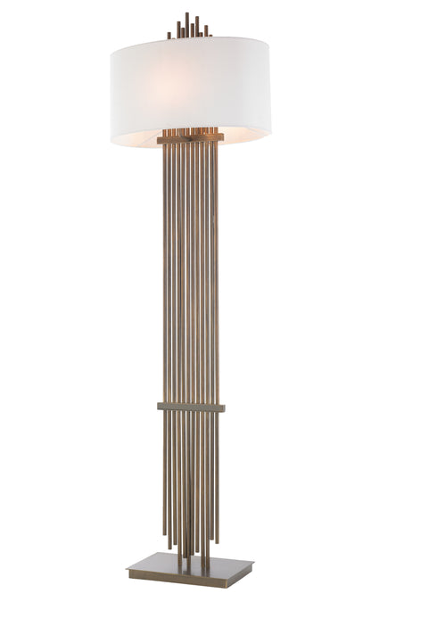 Dark Antique Brass Floor Lamp With Cream Shade