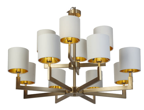 4 + 8 Arm Antique Brass Finish Chandelier 90cm Diameter