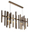 Brass Long Chandelier - Dark Brass Finish and Inner Gold Tubes