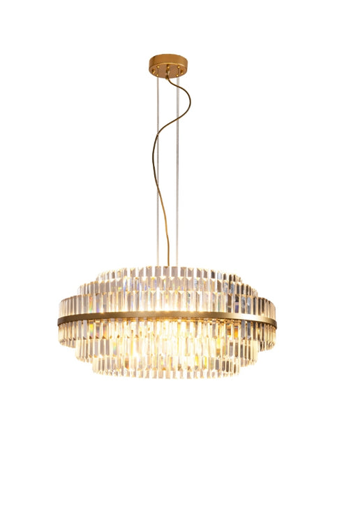 Dia80cm Pendant Brass Finish - Metal and Crystal