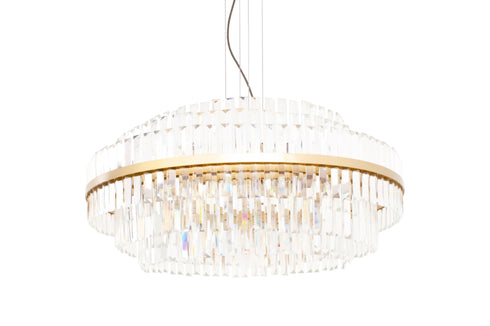 Dia80cm Pendant Brass Finish - Metal and Crystal