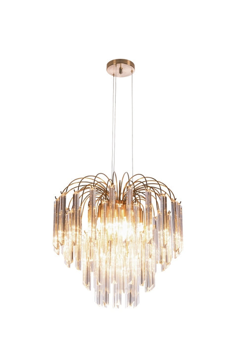 Chandelier 60cm Diameter - Clear Glass and Antique Brass Finish
