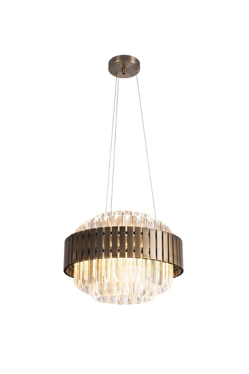 Chandelier 40cm Diameter - Clear Glass and Dark Antique Brass Finish