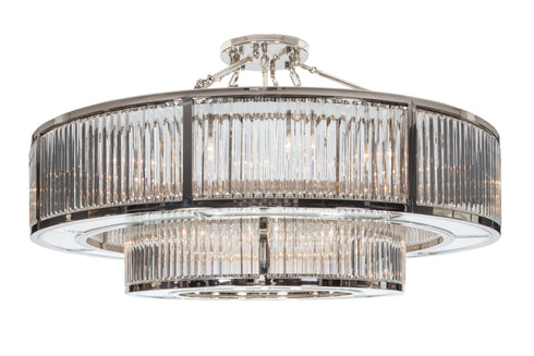 Two Tier Chandelier In Nickel 150cm Diameter Crystal