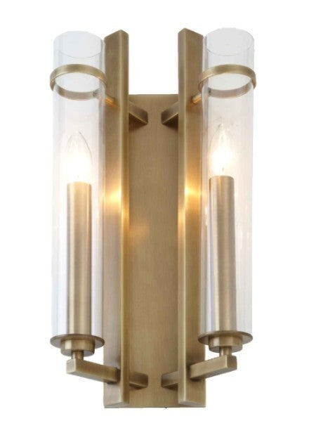Antique Brass Finish 2 Light Wall Light