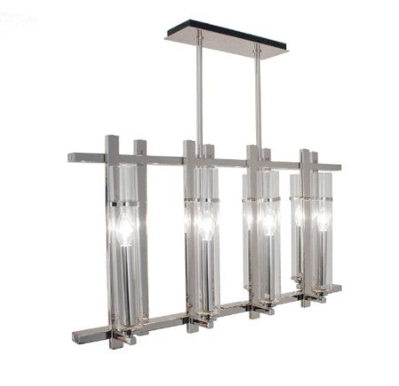 8 Light Long Nickel Chandelier 90cm Width