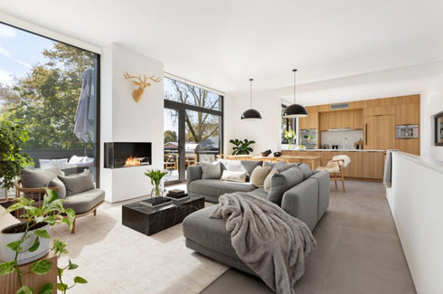 Ecosmart Fire Flex 86LC Left Corner Fireplace Insert - Black Finish / Stainless Steel Burner - ESF.FX.86LC