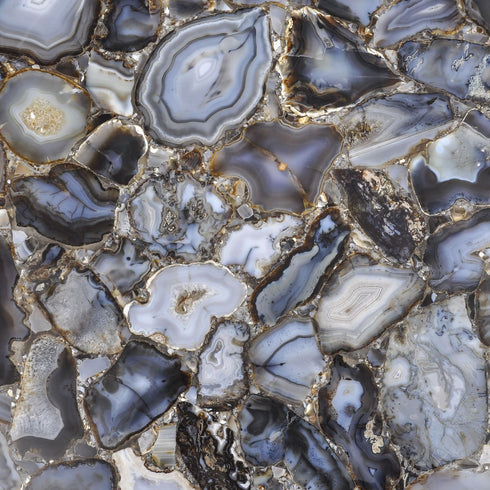 Libra Agate Round Coffee Table On Nickel Frame