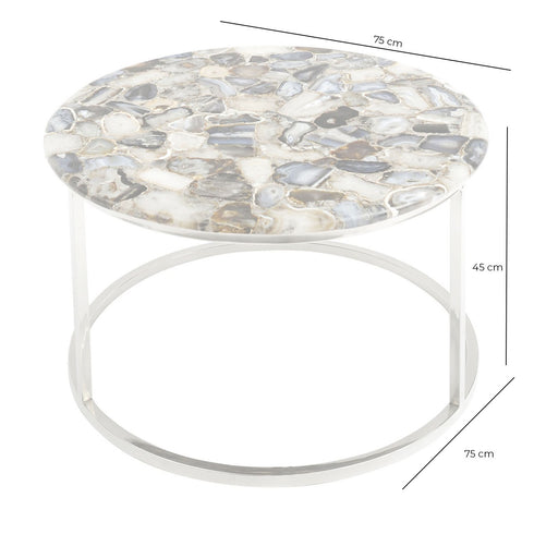 Libra Agate Round Coffee Table On Nickel Frame