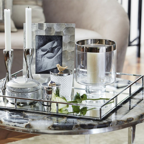 Libra Agate Round Coffee Table On Nickel Frame