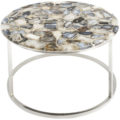 Libra Agate Round Coffee Table On Nickel Frame
