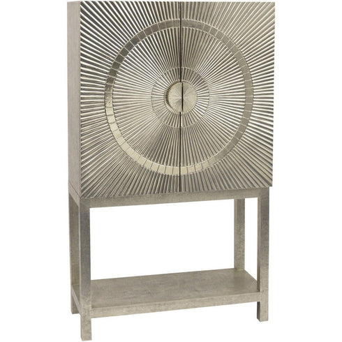Libra Coco Silver Embossed Metal 2 Door Bar Cabinet