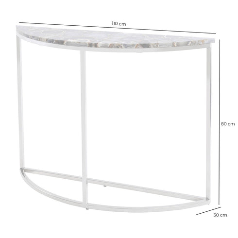 Libra Agate Crescent Console Table On Nickel Frame