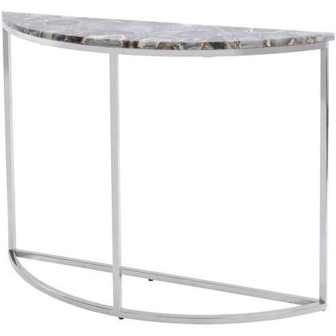 Libra Agate Crescent Console Table On Nickel Frame