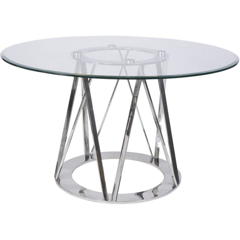 Libra Linton Stainless Steel & Glass 4 Seater Round Dining Table