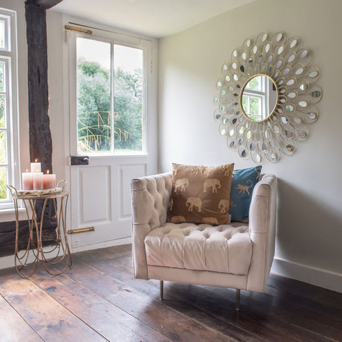 Libra Arya Mink Velvet Button Detail Occasional Chair