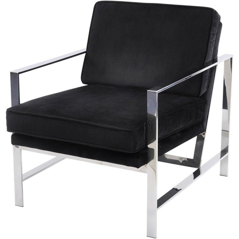 Libra Caverly Black Velvet Chrome Frame Occasional Chair