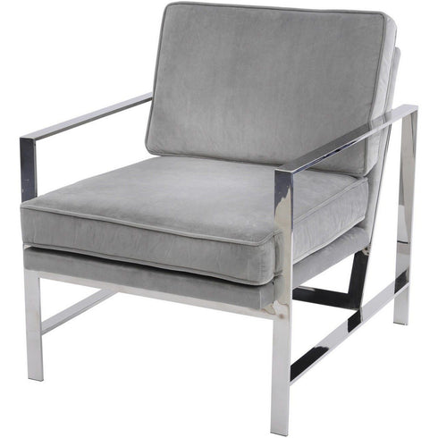 Libra Caverly Grey Velvet Chrome Frame Occasional Chair