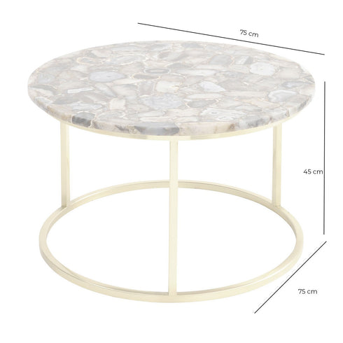 Libra Agate Round Coffee Table on Brass Frame