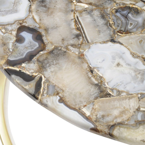 Libra Agate Round Coffee Table on Brass Frame