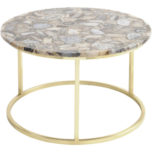 Libra Agate Round Coffee Table on Brass Frame