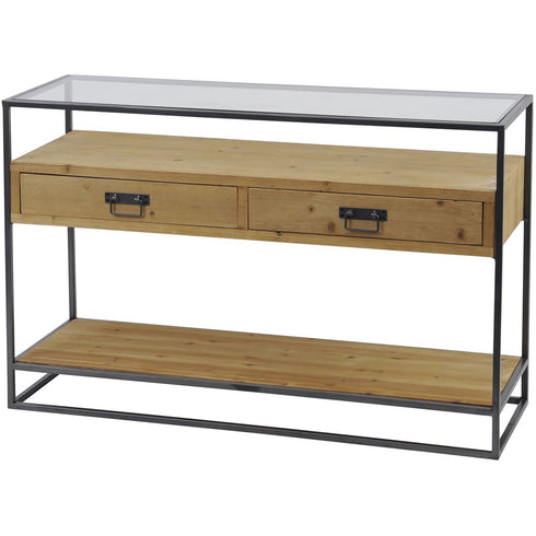 Libra Kempsey Fir Wood And Iron Console Table