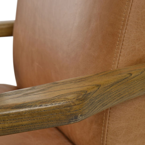 Libra Albury Tan Leather And Wood Occasional Chair