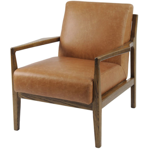 Libra Albury Tan Leather And Wood Occasional Chair