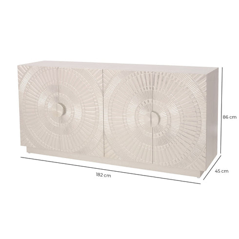 Libra Coco Silver Embossed Metal 4 Door Buffet