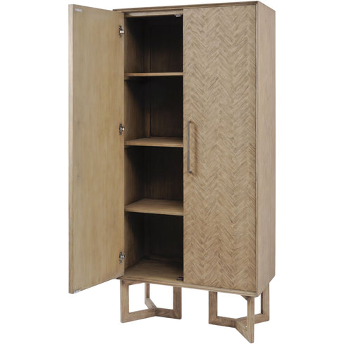 Libra Dowell Tall Two Door Mindi Wood Cabinet With Parquety Design
