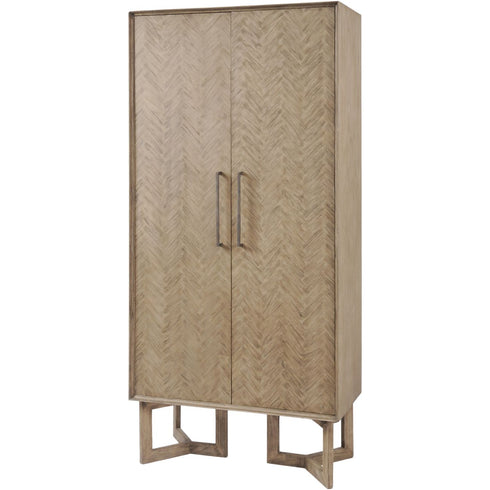 Libra Dowell Tall Two Door Mindi Wood Cabinet With Parquety Design