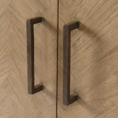 Libra Dowell Tall Two Door Mindi Wood Cabinet With Parquety Design