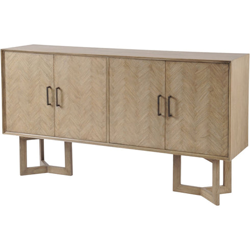 Libra Dowell Four Door Mindi Wood Buffet Cabinet With Parquetry Design