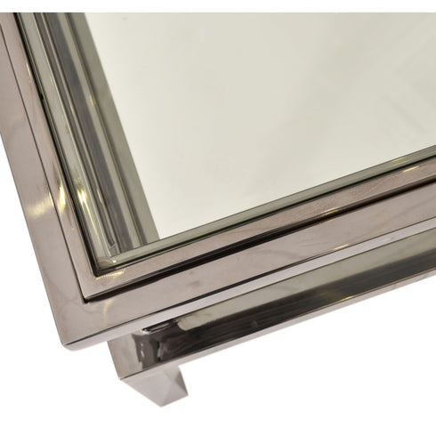 Libra Belgravia Stainless Steel and Glass Square Coffee Table 120x120x42cm