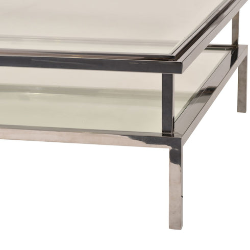 Libra Belgravia Stainless Steel and Glass Square Coffee Table 120x120x42cm