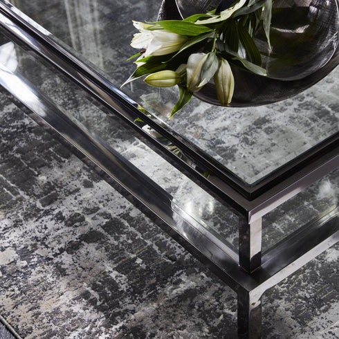 Libra Belgravia Stainless Steel and Glass Square Coffee Table 120x120x42cm