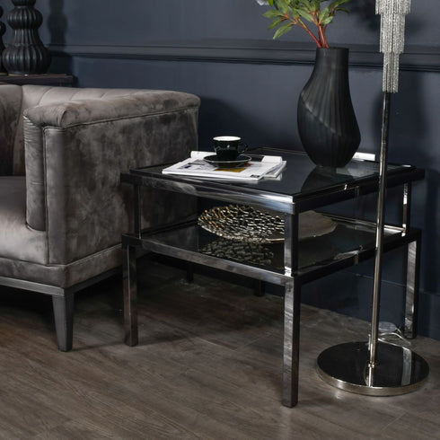 Libra PROMO Belgravia Stainless Steel and Glass Square Side Table 65x65x55cm
