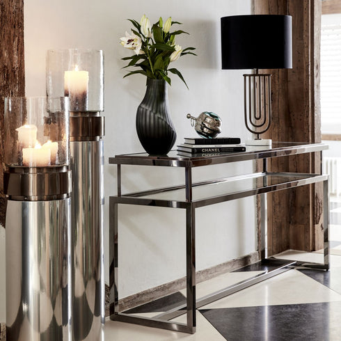 Libra Belgravia Stainless Steel and Glass Console Table 160x45x76cm