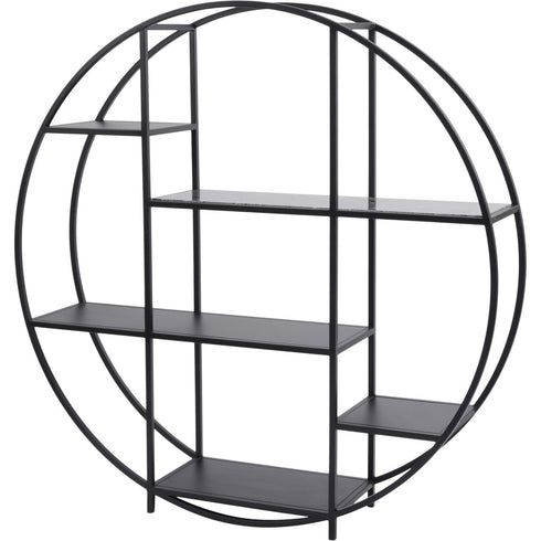 Libra Shoreditch Black Metal and Grey Travisso Circular Shelving Unit