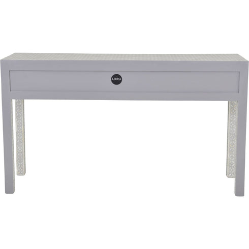 Libra Floreat Bone Inlay Four Drawer Grey Console