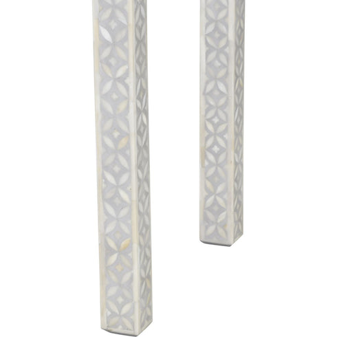 Libra Floreat Bone Inlay Four Drawer Grey Console